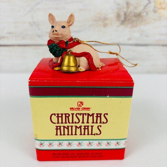 Silver Deer Tom Rubel Christmas Animals Pig Ornament - Picture 2 of 11
